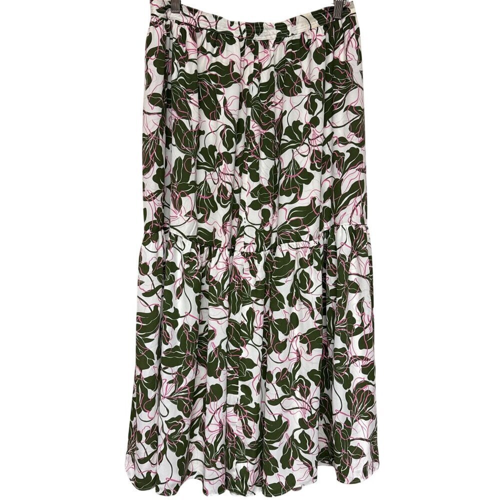 NEW Parker Women's Skirt Floral Midi Lined Black Pink Flowers Spring Size 10